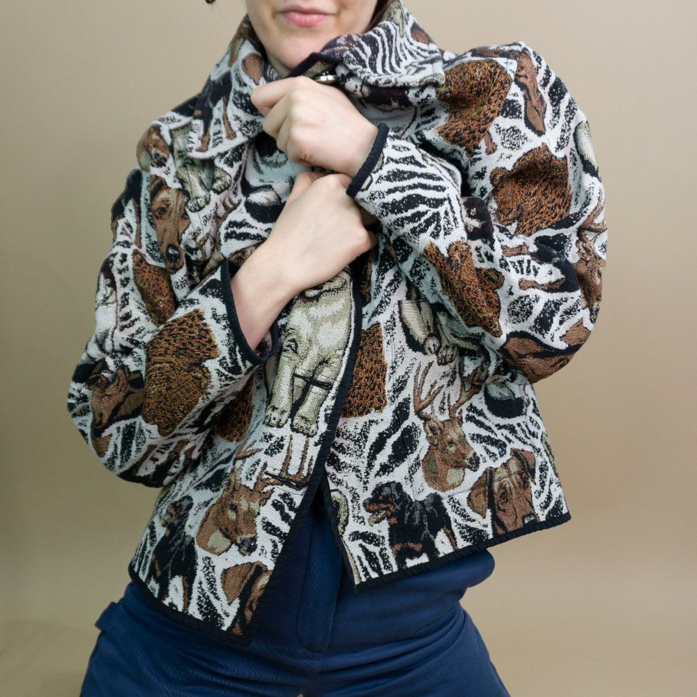 Vintage Animal Printed Woven Tapestry Jacket - Picture 5 of 8